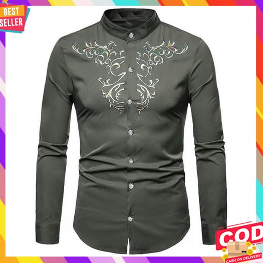 Elrumi Baju Koko Anos Pria Dewasa Lengan Panjang Bahan Toyobo Premium Quality [Koko Calvin Grey Sc]B