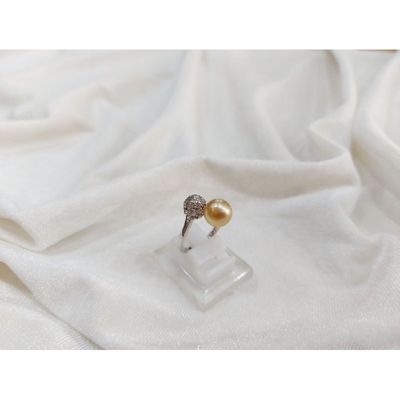 Cincin Perak Lapis Emas Putih Mutiara Air Laut