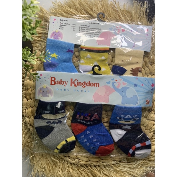 Baby Kingdom Baby Socks 3in1 | Kaos Kaki Bayi 0-6bulan