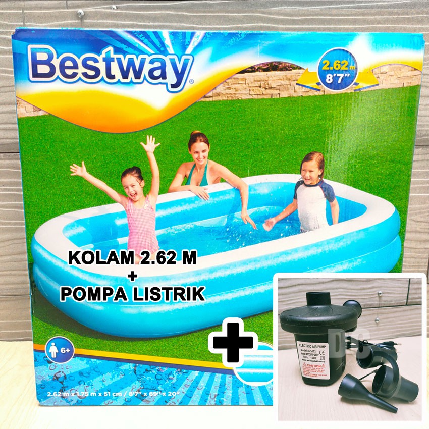 READY MALANG! bisa GOJEK Kolam Renang Anak Jumbo Besar BestWay 262 cm x 175 cm x 51 cm #54006