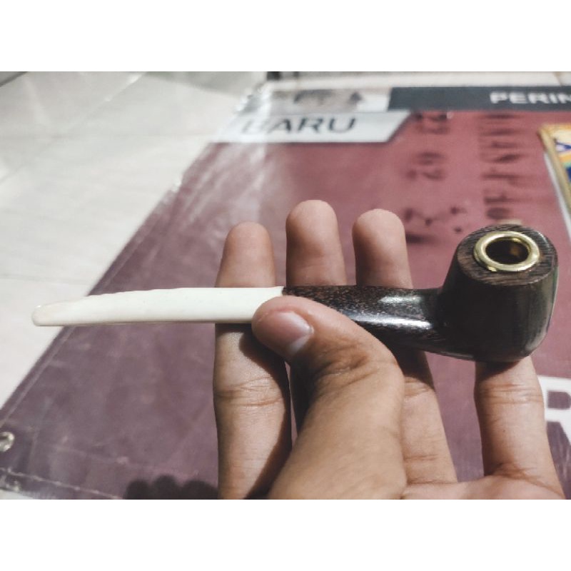 pipa rokok model cangklong kayu galih asem kombinasi tulang sapi