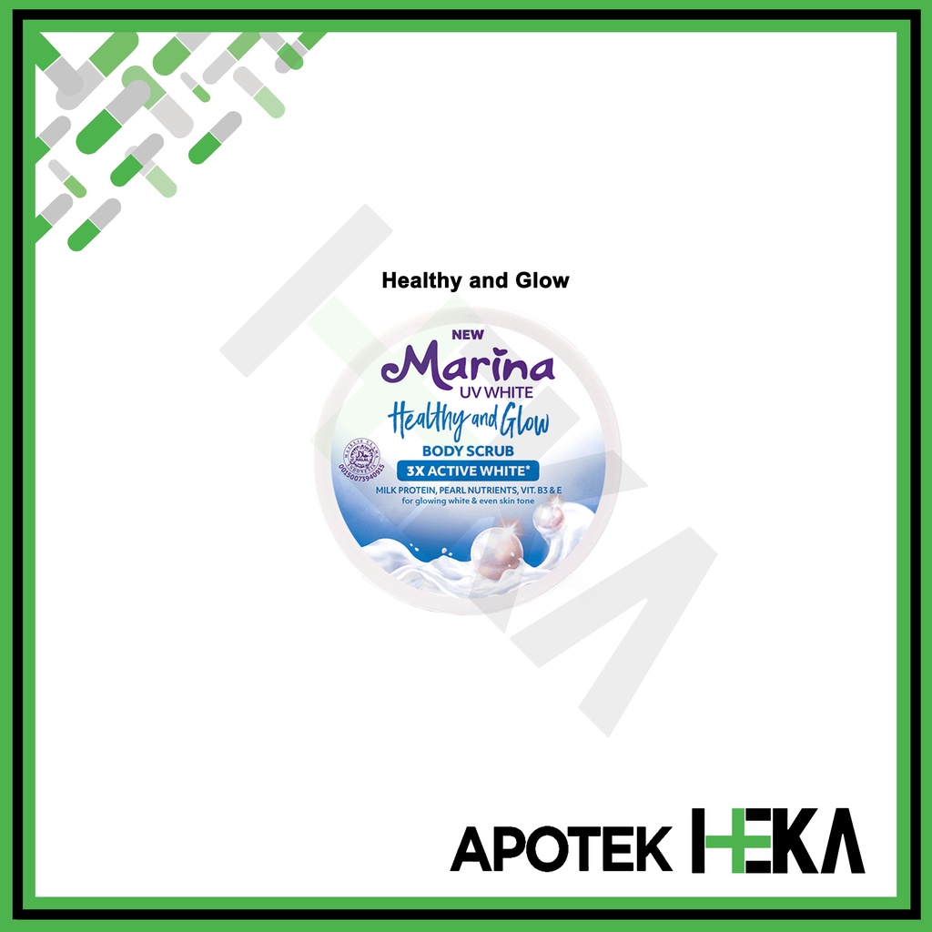 Marina Body Scrub UV White 200 ml 3x Active for Glowing White Vit B3&amp;C (SEMARANG)