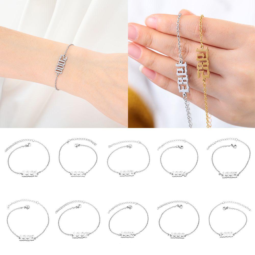 Gelang Nanas Gelang Kaki Perhiasan Ultah Tahun Kelahiran Pribadi Stainless Steel