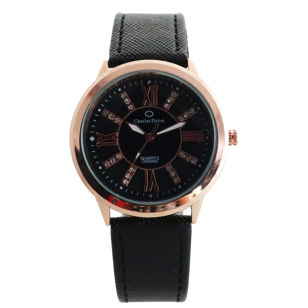Jam Tangan Wanita Watch Kulit Anti Air Box Original Charles Delon CDW 2902
