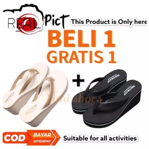 NEW PROMO Sandal Wedges Youtip/Aurel Beli 1 Gratis 1 Bisa COD BAYAR DI tempat..