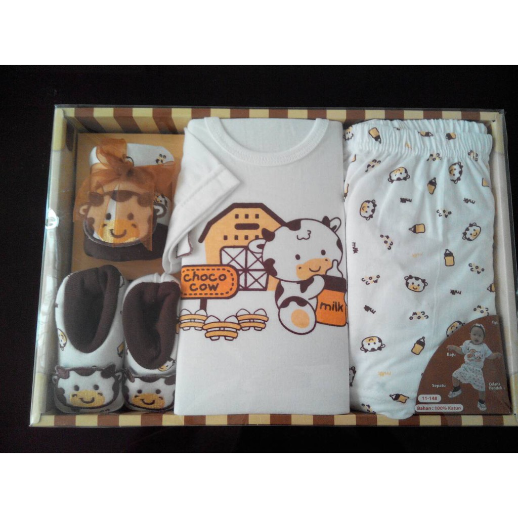 Baju Set Bayi Kiddy 11148 - 1 Set isi Baju Setelan, Topi dan  Sepatu - Baby Set Kado Bayi