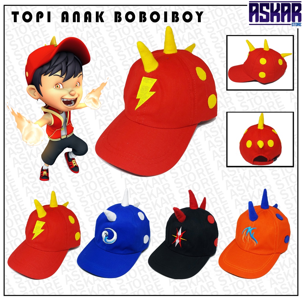 Topi boboiboy anak laki laki tanduk halilintar 2 tahun topi boboboy 3 tahun