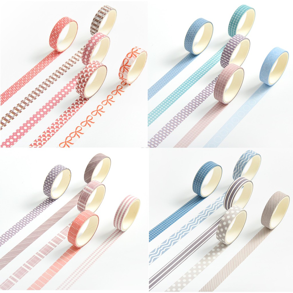 

(1 Roll) Washi Tape Selotip Warna Motif Masking Tape 10 mm x 2 m [Part 2}