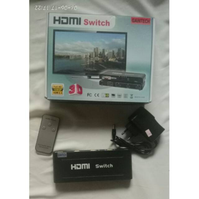 Converter hdmi switch imput 3 port plus adaptor dan remote full hdmi