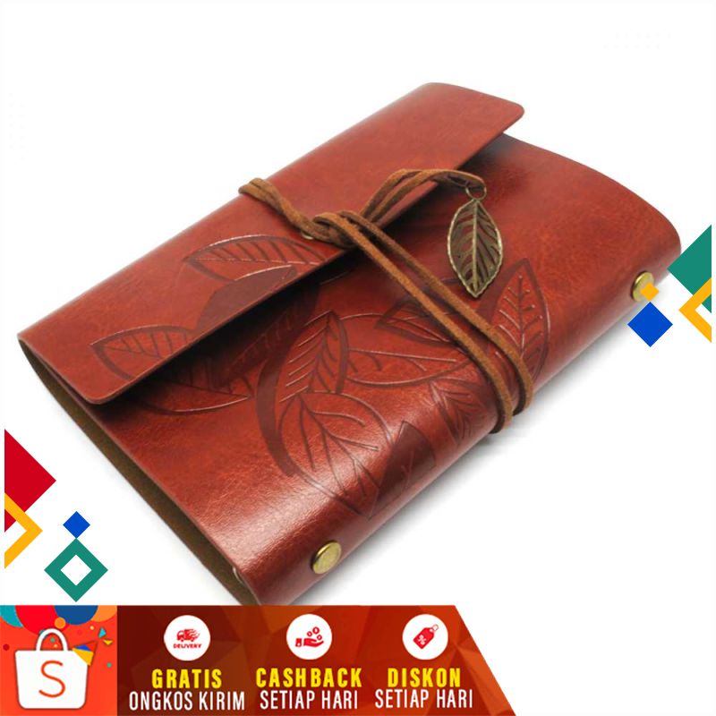 

Buku Catatan Binder Kulit Multifungsi Retro Leaf Kertas A6 Blinder Elegan Bantex Note Diary Serbaguna Diari Book Notes