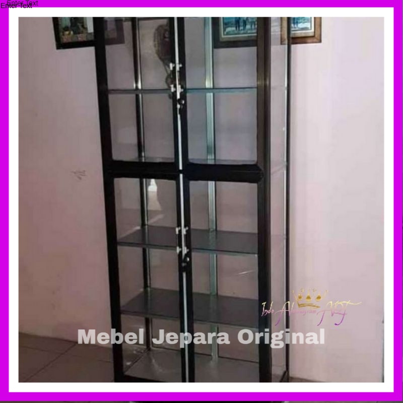 Lemari Pajangan Hias Full Kaca - Lemari Display Tas Boneka Alumunium