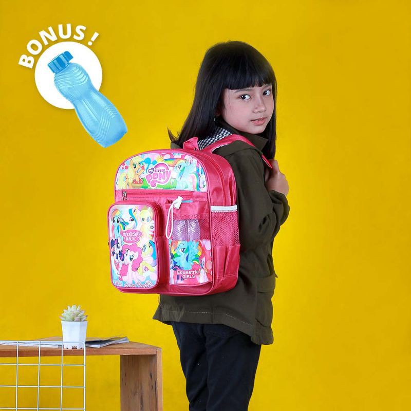 9 Motif - Tas Backpack Ransel Anak Perempuan Laki laki Premium Karakter Free Botol Minum PAUD TK SD