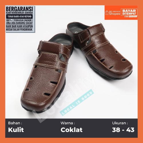 Sandal Bustong Kulit Asli Pria Original Catenzo / Sandal Sepatu Pria Kulit Asli Sandal Slop Pria