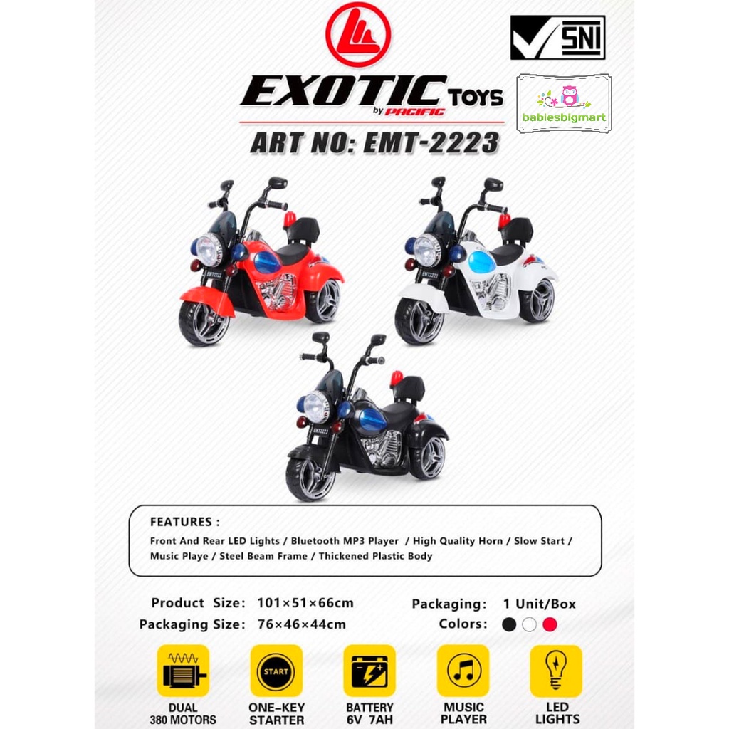 Mainan Motoran Aki Exotic Rechargeable Motor Harley EMT 2223