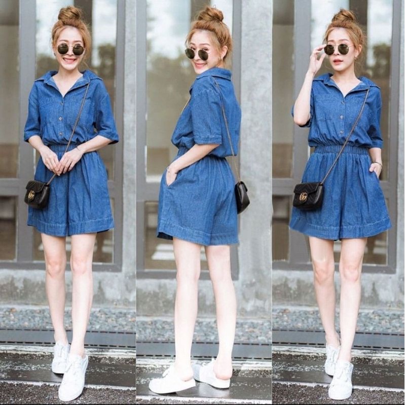 setelan set baju kerja korea wanita set blie denim