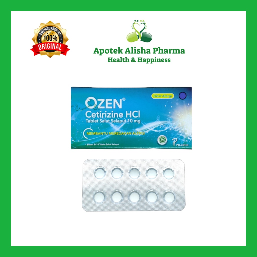 Ozen Tablet (Strip 10tablet) - Ozen Cetirizine Tablet Obat Alergi / Gatal / Rhinitis / Kaligata/ Biduran