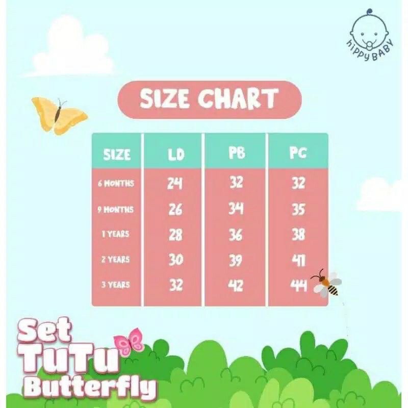 Set Tutu Butterfly Hippy Baby free bandana 0 bulan - 3 tahun nablfashion