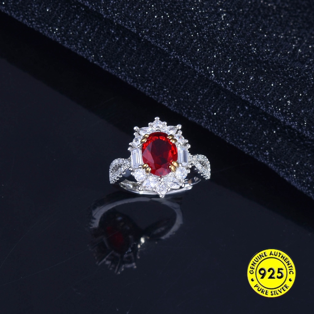 Cincin Open Ring Adjustable Desain 3 Karat Ruby Hias Batu Permata Berwarna Untuk Wanita