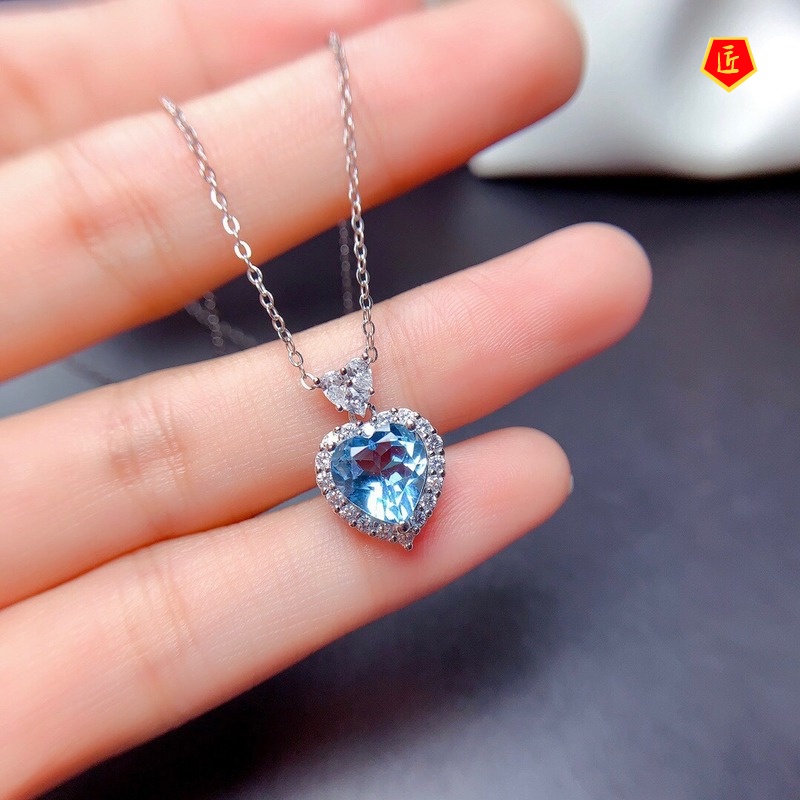 [Ready Stock]Natural Topaz Necklace Set Rings Garnet Stud Earrings