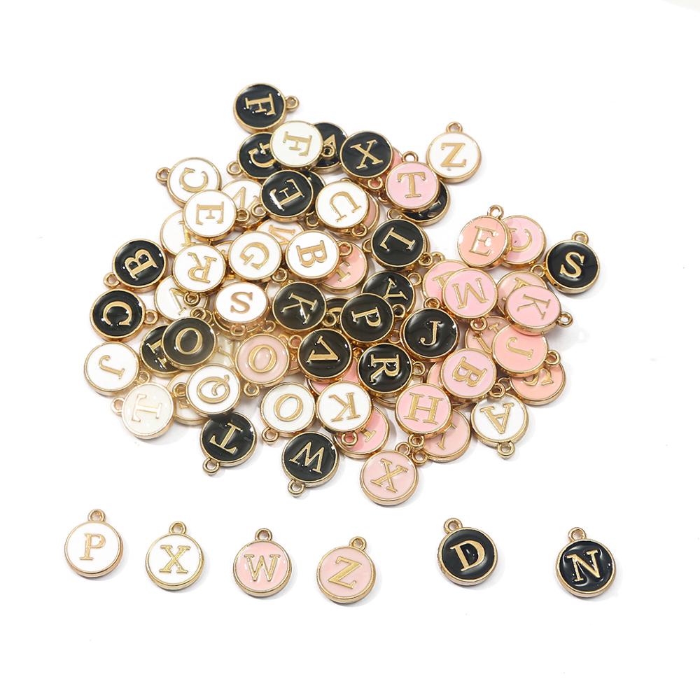 10Pcs P-Z Letter Charms 12*14mm  Enamel Charms Alphabet Initial Letter Handmade Pendant For Diy Bracelet Jewelry Making