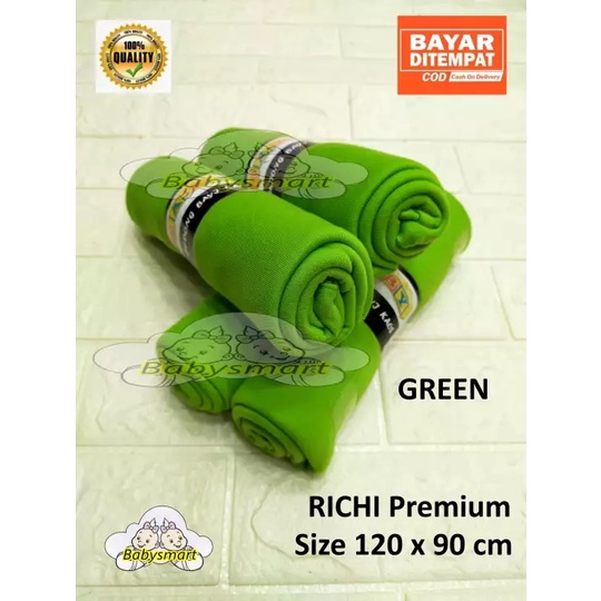 Babysmart - 4 Pcs RICHI Premium Bedong Bayi BABY Single Colour / Selimut bayi / Alas tidur bayi / Bahan Halus