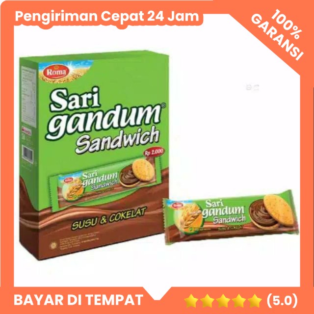 

Roma Sari Gandum Sandwich Susu & Cokelat 39gr isi 12 Snack Hampers Rembang