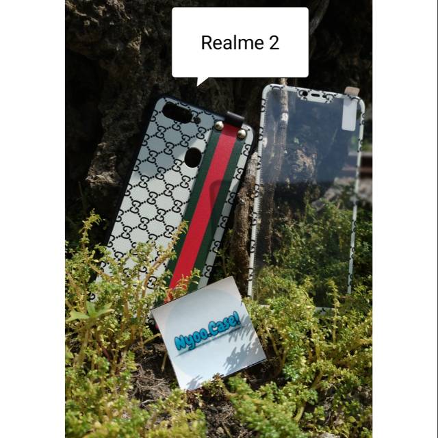 Soft Case Gucci Realme 2 plus Tempered Glass