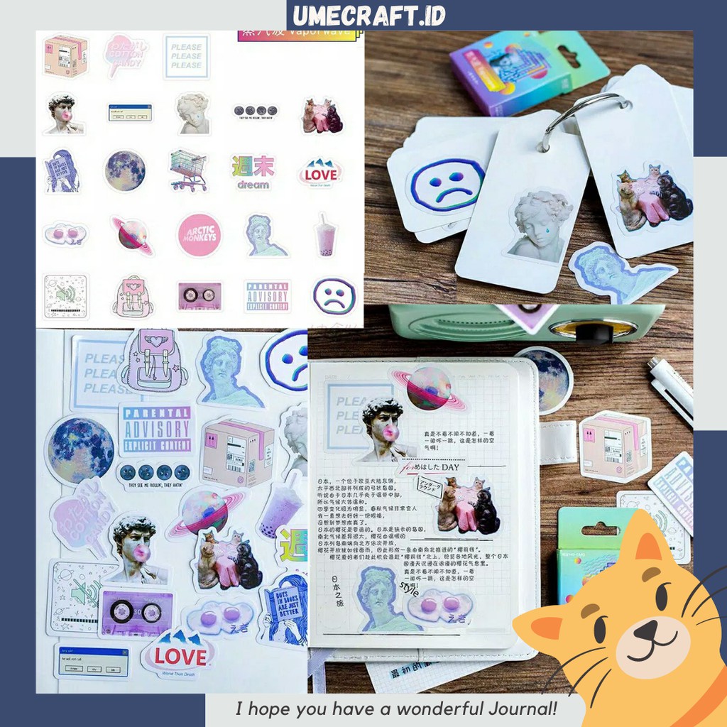 

Stiker deco 45pcs Desain Vaporwave | Journal | Planner | Stationery | Dekorasi scrapbook | Umecraft
