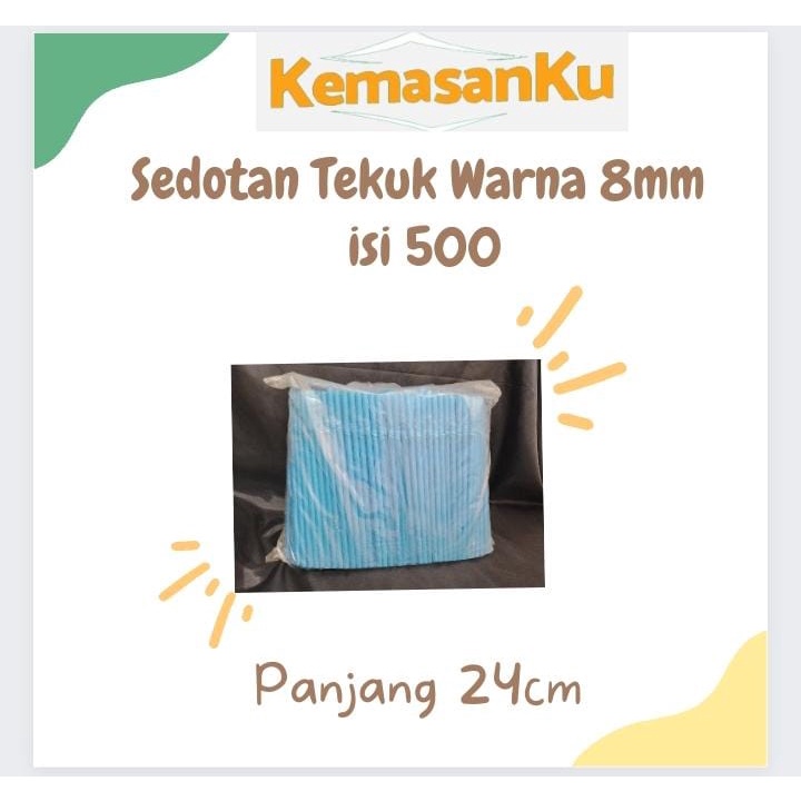 Sedotan Plastik Tekuk/Bengkok Warna 8 mm Isi 500 Pcs