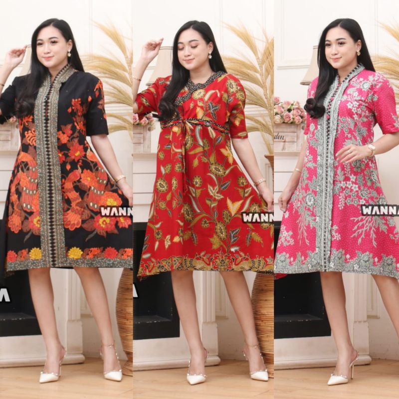 DRESS BATIK MODERN LENGAN PENDEK EXCLUSIVE