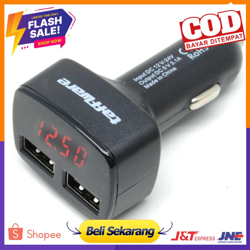 Car Charger Mobil Dual USB  with LED Display / Cas HP hANDPHONE Di Mobil- EC2