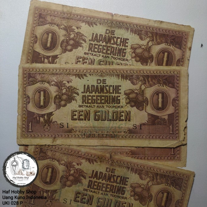 Uang Kuno 1 Gulden Een Gulden De Japansche Regering Block SI