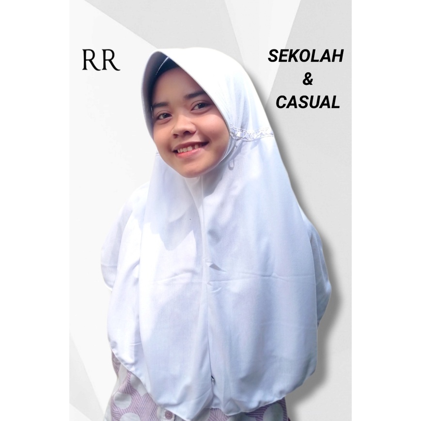 Jilbab Kerudung Anak Sekolah Serut Pita Model RABBANI Inova Size L