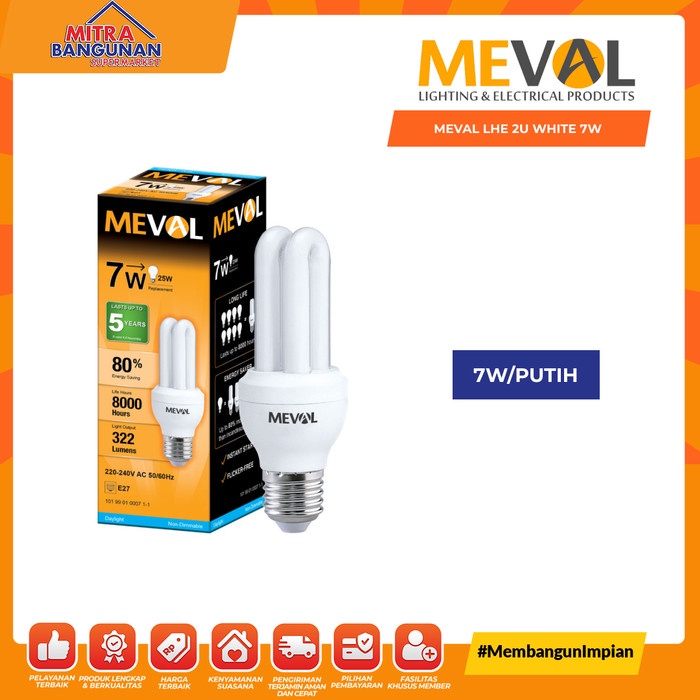 Jual Lampu Bohlam Meval C U Dl Lhe U Putih W Shopee Indonesia