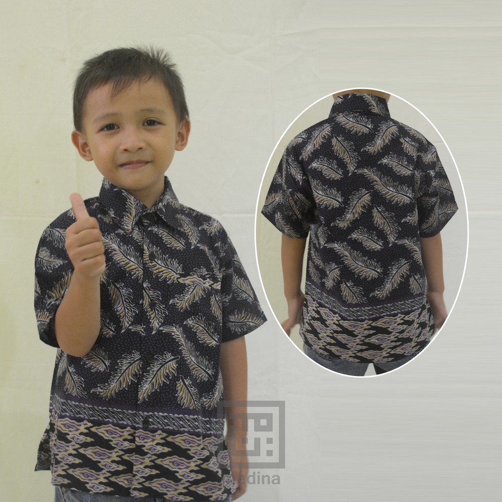 BATIK ANAK - KEMEJA BATIK ANAK - BAJU BATIK ANAK - MEGA WARNA UNGU HITAM