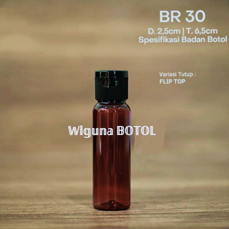 Botol Fliptop 30ml Amber / Botol 30ml Coklat Tutup Fliptop Hitam