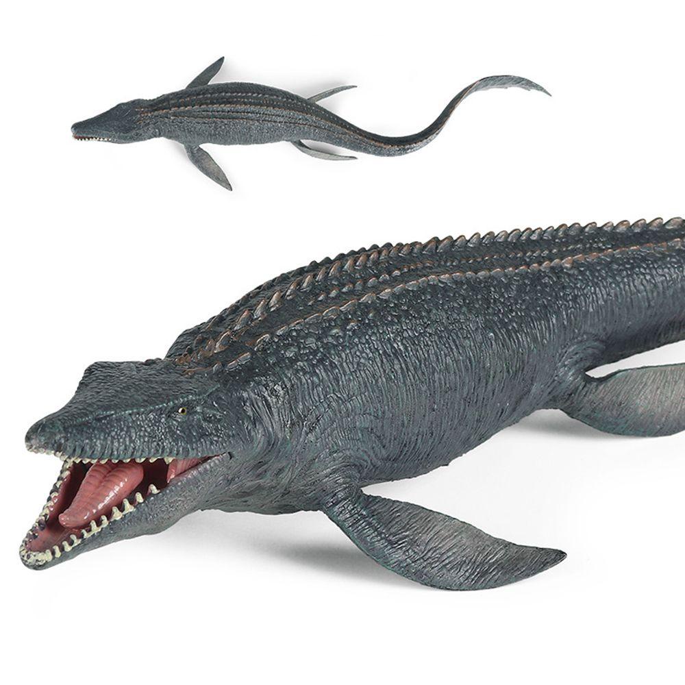 Dekorasi Desain Dinosaurus Mosasaurus Bunga Warna Polos