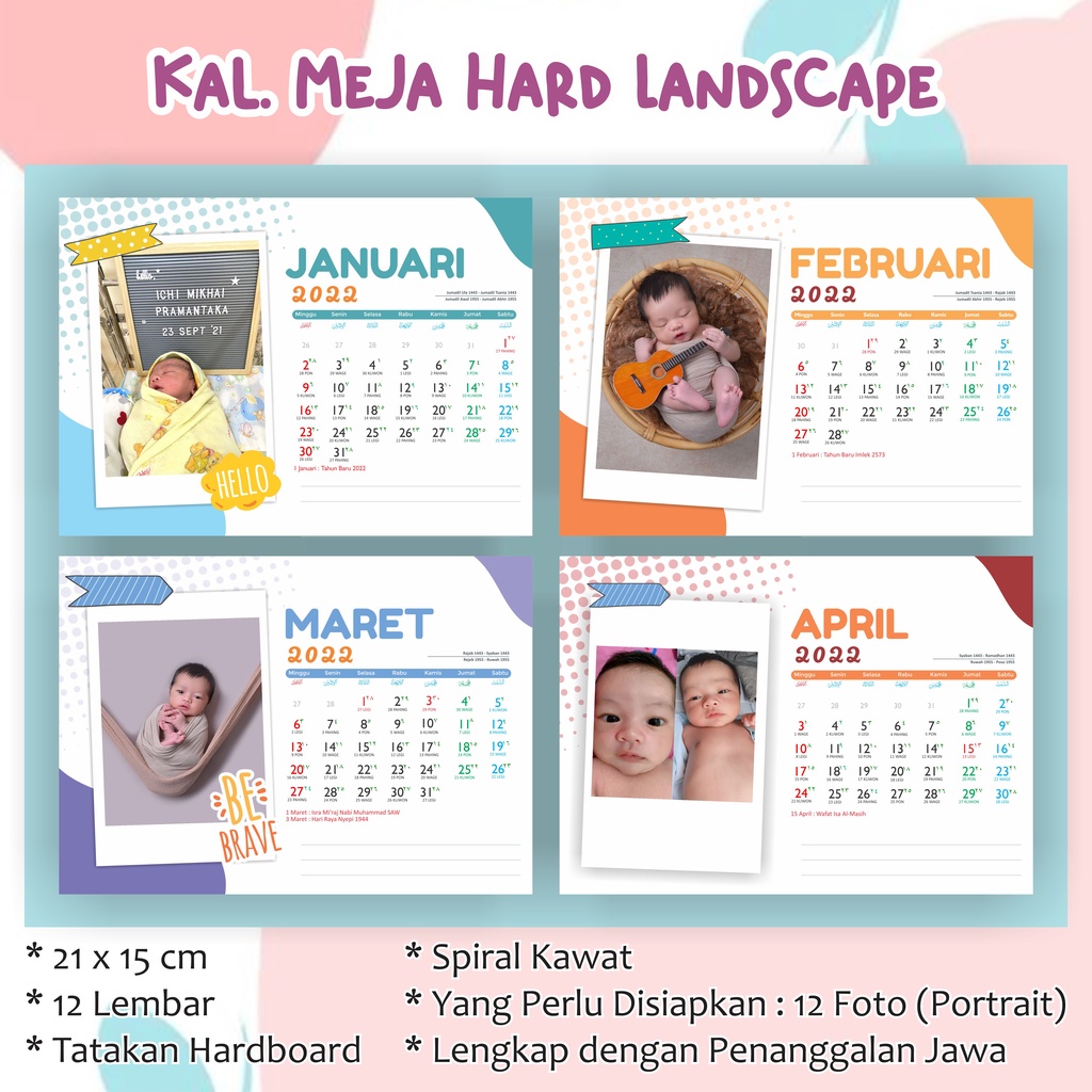 

Kalender Meja / Kalender Duduk Hard Board / Hard Cover