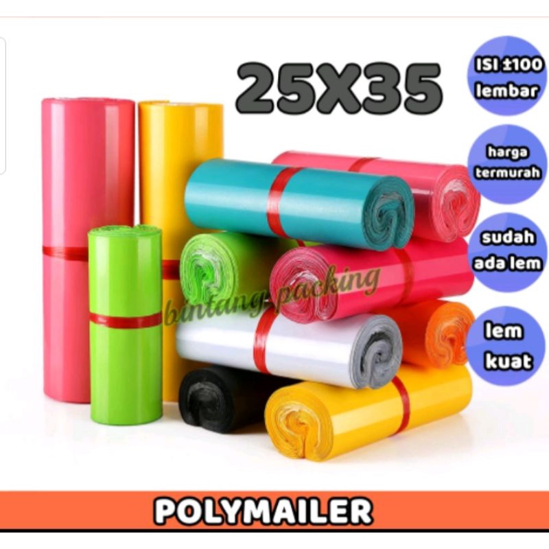 PLASTIK PACKING POLYMAILER ONLINE SHOP WARNA SIZE 25X35