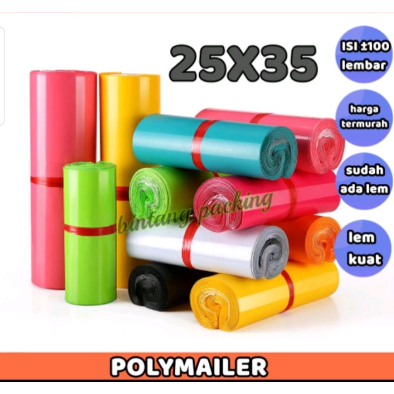 PLASTIK PACKING POLYMAILER ONLINE SHOP WARNA SIZE 25X35