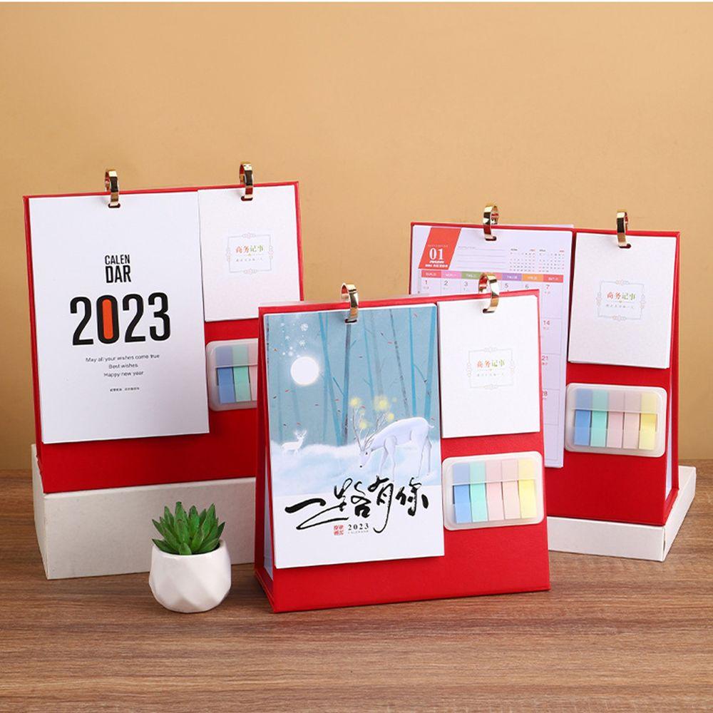 Lanfy 2023kalender Desktop Bulanan Indah Memo Pad Perlengkapan Kantor Dekorasi Rumah Kalender Berdiri Dengan Planner Sticky Notes