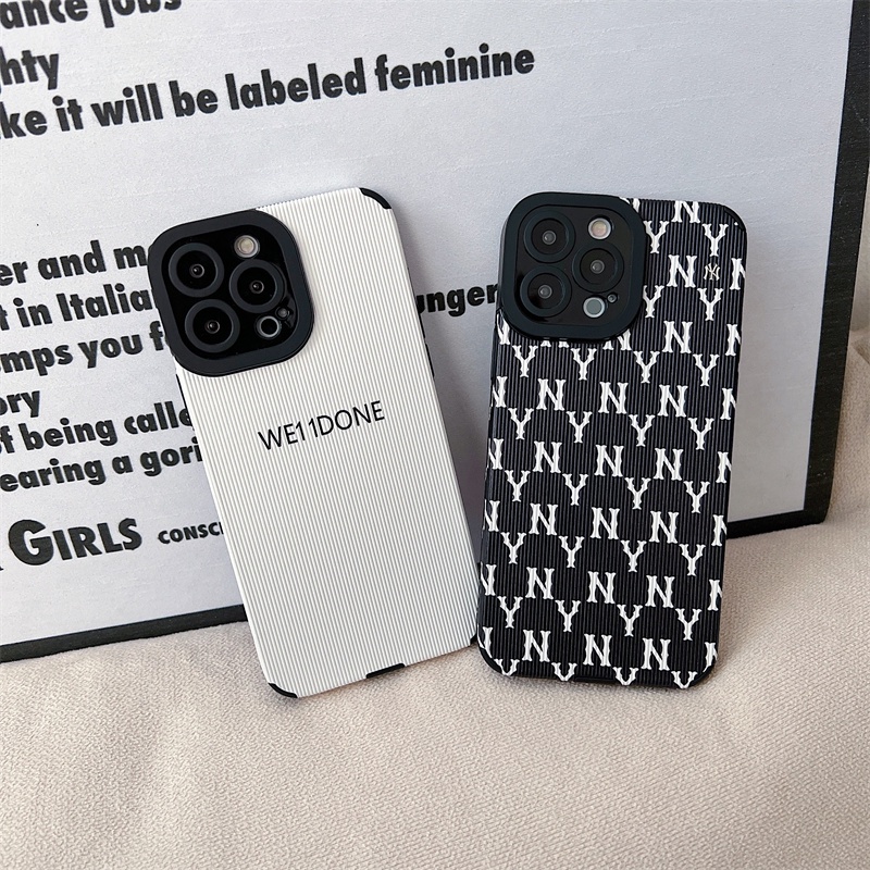 Soft case Pelindung Bahan Kulit Tekstur Huruf Untuk iphone 11 pro max 12 13 pro max X Xs max XR 7 8 plus se2020