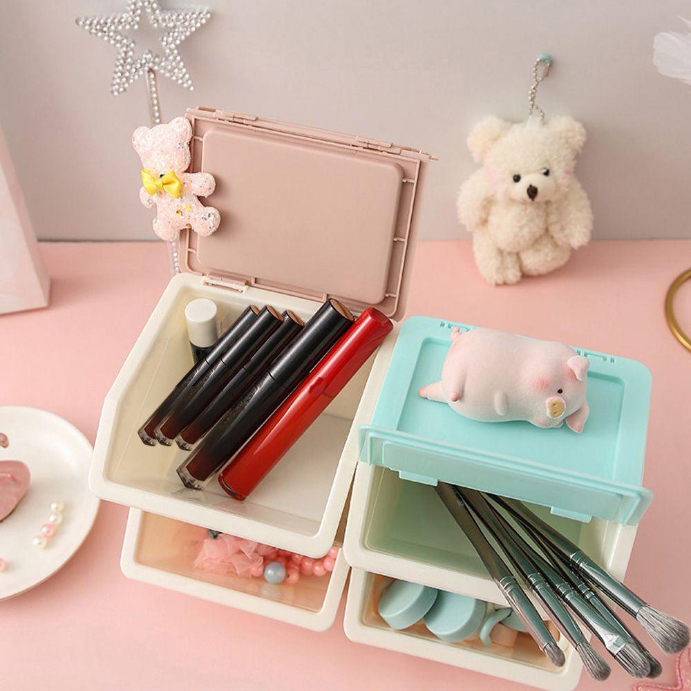 Solighter Desktop Organizer Alat Tulis Berguna Tempat Wadah Kosmetik Ditumpangkan Perhiasan Organizer Kotak Pulpen Barel