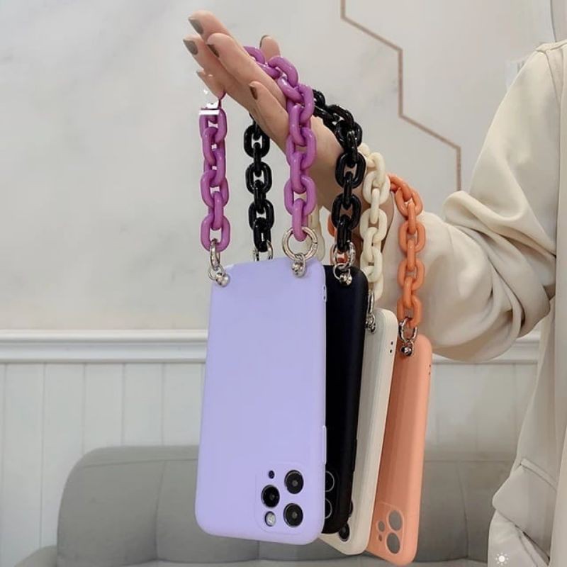 IPHONE 12 12 PRO 12 PRO MAX Silikon Soft Case Hp Tali Rantai Polos Candy Doff