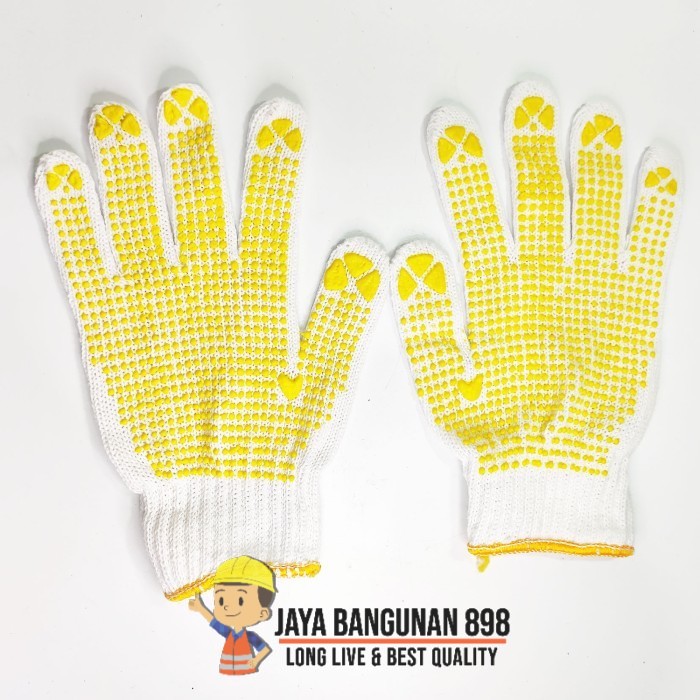 SARUNG TANGAN BENANG BINTIK KUNING / SARUNG TANGAN KERJA TUKANG / SARUNG TANGAN KAIN RAJUT POLOS BINTIK HARGA 1 PASANG KANAN KIRI / SARUNG TANGAN TUKANG BANGUNAN PROYEK / SARUNG TANGAN KAIN BINTIL / SARUNG TANGAN KERJA TUKANG / SAFETY GLOVES COTTON DOT