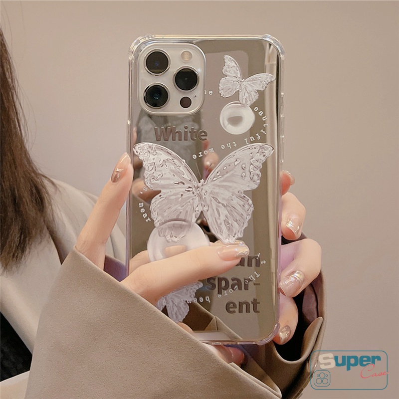 Soft Case TPU Transparan Motif Kupu-Kupu Untuk iPhone 12 13 11 Pro Max XR 7Plus 8Plus X XS Max 7 8 SE 2020