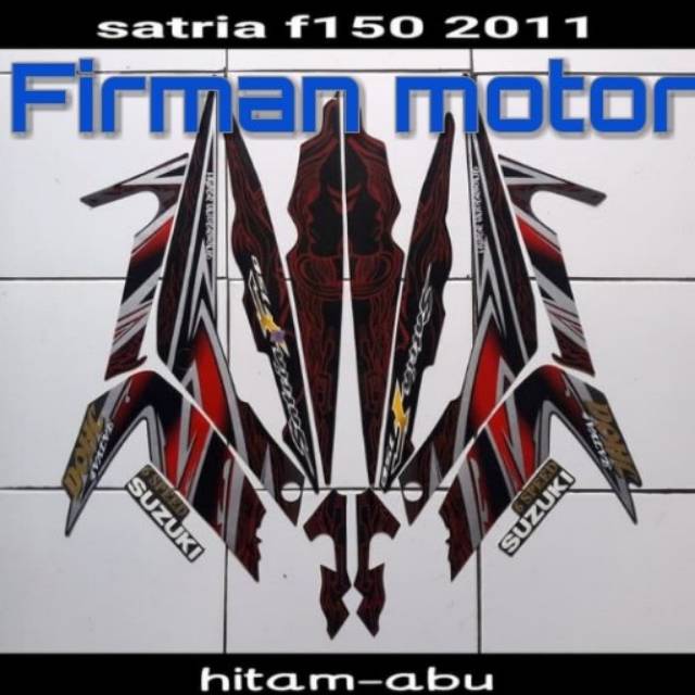 Striping sticker list body satria fu 2011 hitam abu abu