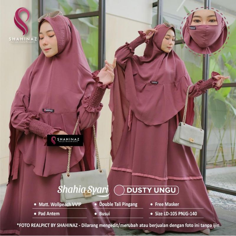 Shahia Syari By SHAHINAZ | Syari Set | Gamis Wanita Muslimah | Dress Baju Muslimah Khimar Hijab Cada