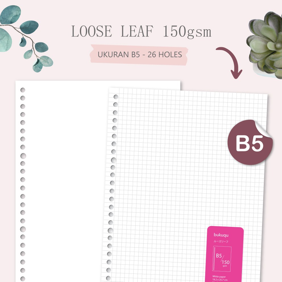 

Loose leaf B5 150 gsm - White paper 20 lbr/pak