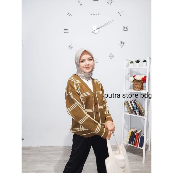 NEW CARDY TZUYU / MINGYU CARDI RAJUT WANITA MOTIF KOTAK-KOTAK PREMIUM